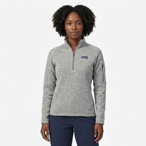 Patagonia Women’s Better Sweater 1/4 Zip Fleece Pullover Birch White Grey XL